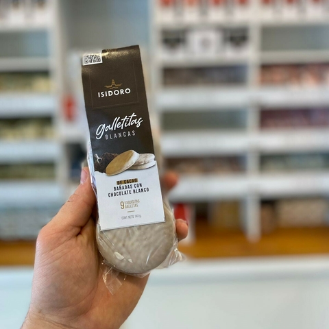 Galletitas de cacao bañadas en chocolate blanco