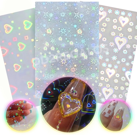 STICKER PARA UÑAS CORAZON PACK DE 12 UNIDADES