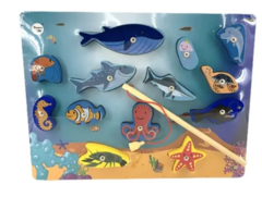 Juego De Pesca Madera 3d Didáctico Con Imán Encastre Motric