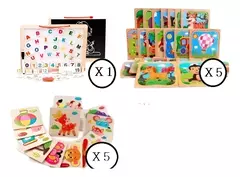 Combo Didáctico 10 Rompecabezas +pizzarra+letras+números