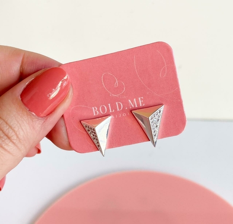 Brinco Triangular cravejado - Banhado a prata