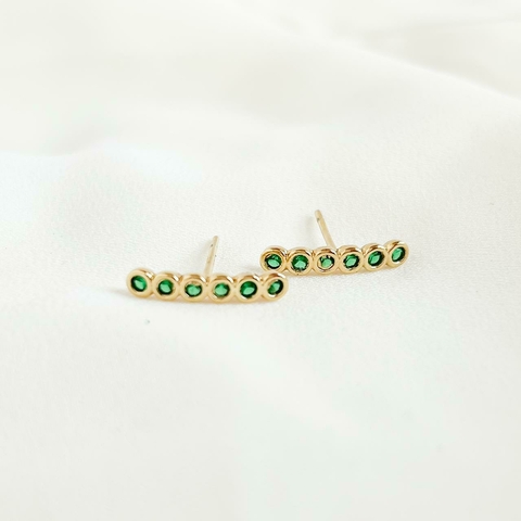 Brinco Linha Esmeralda - banhado a ouro 18k