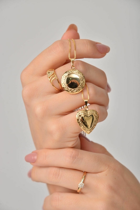 Relicário Coração - Banhado a ouro 18k