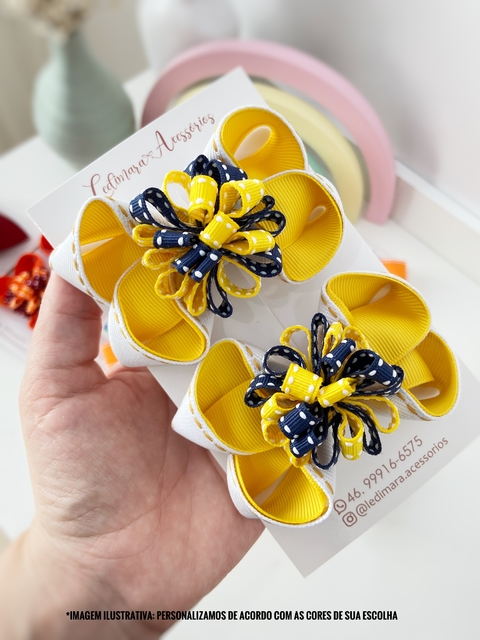 Parzinho jeans escolar Pompom M- 8,5 cm- par - presilha