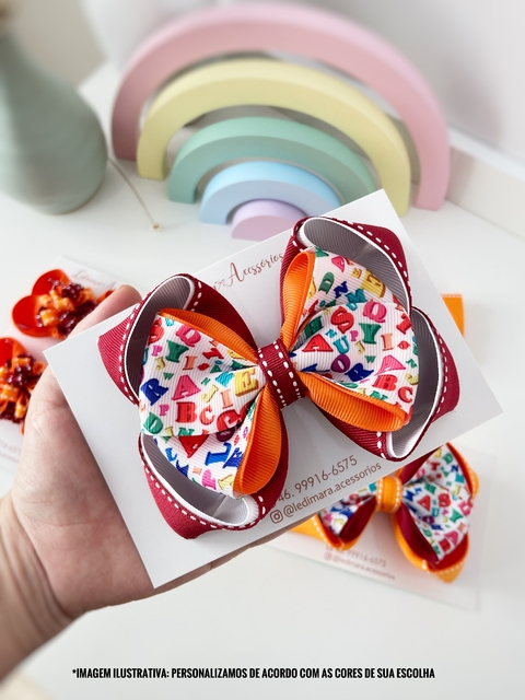 Laços escolar G- 12 cm - unidade- presilha