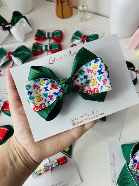 Laços escolar G- 10cm - unidade- presilha ou Rabico