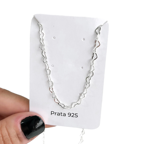 Corrente elo de corações 60cm
