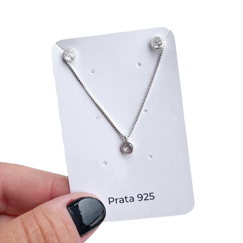 Conjunto colar e brinco ponto de luz 4mm - comprar online