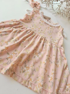 Vestido morley con vincha Flor de verano salmón - tienda online