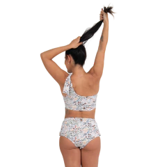 Top laço eco (Floral branco) - Alma Marinha