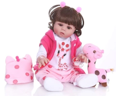 Boneca Bebê Reborn Realista, Com Girafinha, INTEIRA EM SILICONE - Nenis Lovelly Dolls