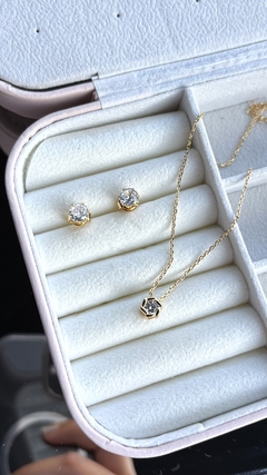 Conjunto | colar e brinco ponto luz dourado