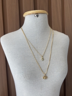 Dois colares olho grego dourado - loja online
