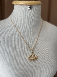 Colar olho grego cravejado dourado - Z Store Acessórios