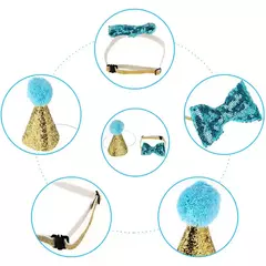 Chapéu Pompom para cães e gatos, roupa de aniversário com lantejoulas (Temos que substituir esse) na internet