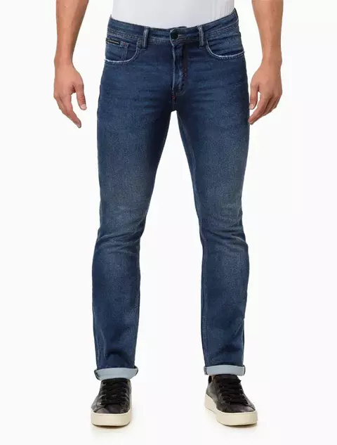 Calça Jeans Masc CK Slim Moletom Premium Marinho