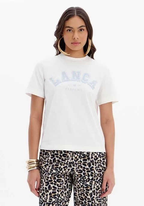 Blusa T-shirt De Mangas Curtas Com Estampa E Aplicações Lança Perfume 502TS004859