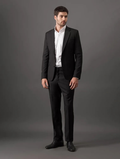 Costume Masculino Essentials Slim Abotoamento Simples Calvin Klein Preto CKSM01_0987