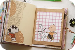 Caderno artesanal Snoopy - Casinha de Pano