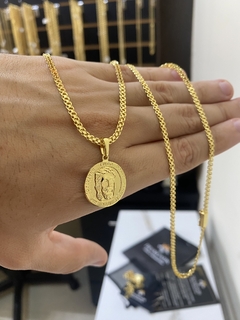 cadeado dupla 2,5 mm-70 cm+medalha Jesus na internet