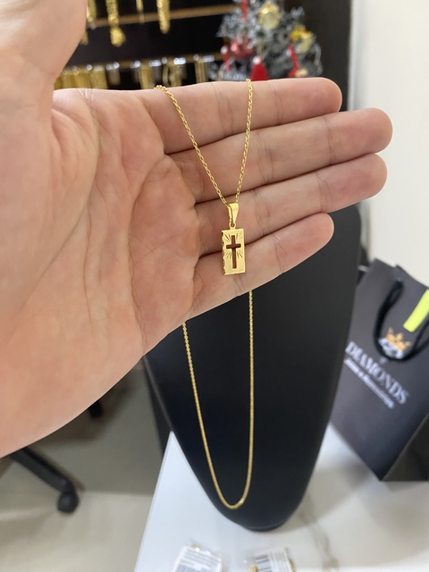 Cadeado 0,5 mm-60 cm+plaquinha (marcação ouro 18k no fecho)