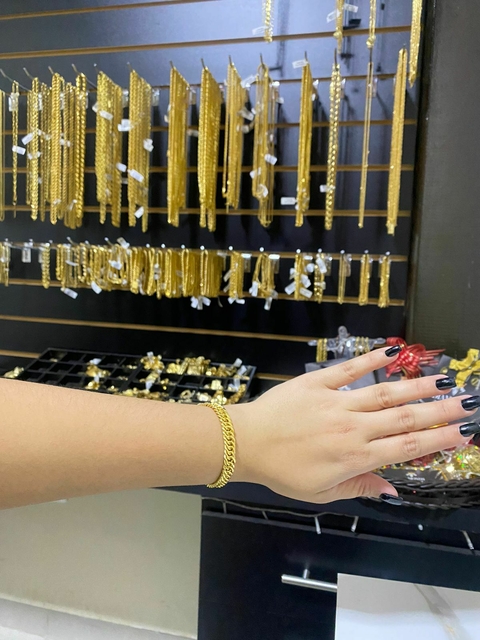 Pulseira grumet 7 mm-fecho gaveta e marcação de ouro 750