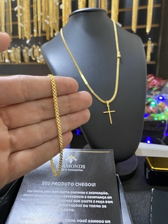 Kit Cadeado dupla 2,5 mm+Cruz palito - Diamonds Joias 