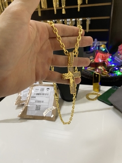 Cadeado 6 mm-60 cm+cruz Jesus cravejado na internet