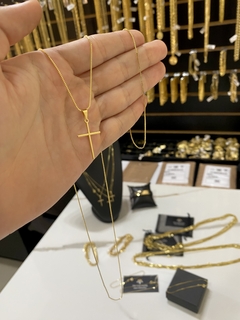 Veneziana 1 mm-70 cm+Cruz Palito - Diamonds Joias 