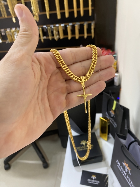 grumet 7 mm+pingente cruz fio