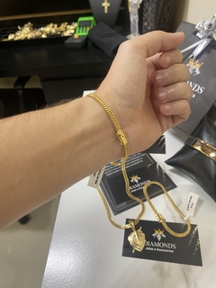 Grumet soldada 5 mm+Pingente Placa Cruz - Diamonds Joias 