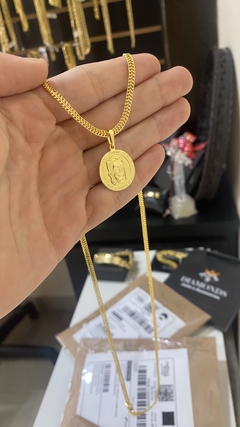 grumet soldada 3 mm-70 cm+Medalha Jesus Cristo - Diamonds Joias 
