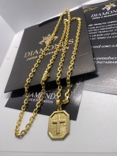 cadeado 4 mm-60 cm+Placa com Cruz - Diamonds Joias 
