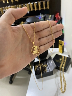 cadeado 1 mm-70 cm+Medalha São Jorge