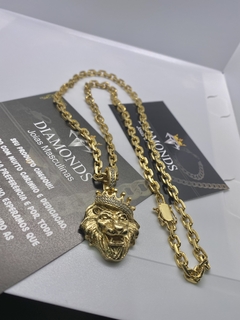 cadeado 5 mm-60 cm+Leão cravejado na internet