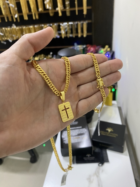 Grumet 5 mm+pingente plaquinha