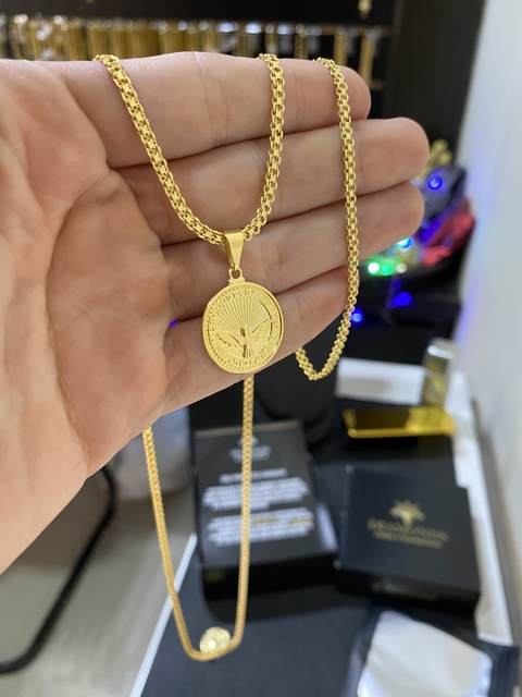 Cadeado dupla 2,5 mm+medalha Espírito Santo