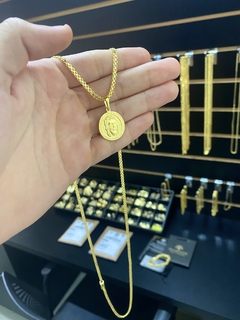 cadeado dupla 2,5 mm-70 cm+medalha Jesus - Diamonds Joias 