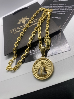 cadeado 6 mm-60 cm+Medalha Nossa Senhora cravejado - comprar online