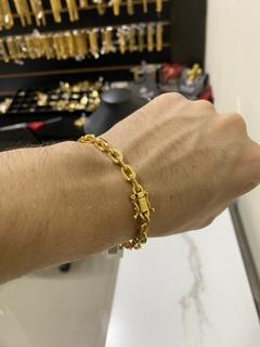 Pulseira Cadeado 6 mm-Fecho Gaveta e marcação de ouro 750