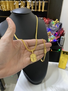 Grumet soldada 5 mm+Pingente Placa Cruz na internet