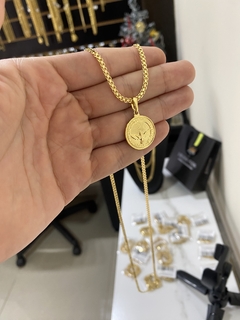 Cadeado dupla 2,5 mm+medalha Espírito Santo