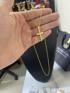 cadeado 0,5 mm-60 cm+cruz (marcação ouro 18k no fecho)