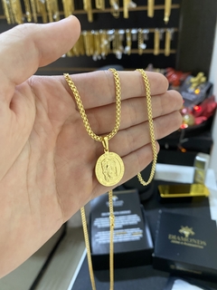 Kit cadeado dupla 2,5 mm+Medalha Jesus Cristo - comprar online