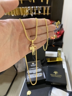 Kit cadeado dupla 2,5 mm+Cruz Jesus - comprar online