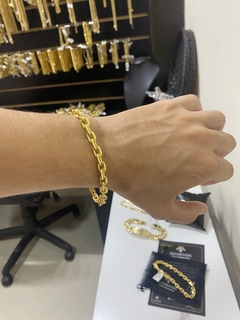 Pulseira Cadeado 6 mm-Fecho Gaveta e marcação de ouro 750 - Diamonds Joias 
