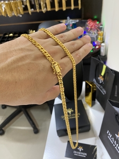 grumet 7 mm+pingente placa com cruz - Diamonds Joias 