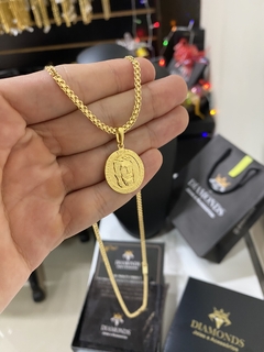 Kit cadeado dupla 2,5 mm+Medalha Jesus Cristo na internet