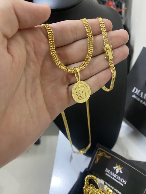 Grumet soldada 5 mm+Medalha Jesus Cristo