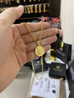 Elo portuguesa 2 mm-50 cm+Medalha Jesus cristo